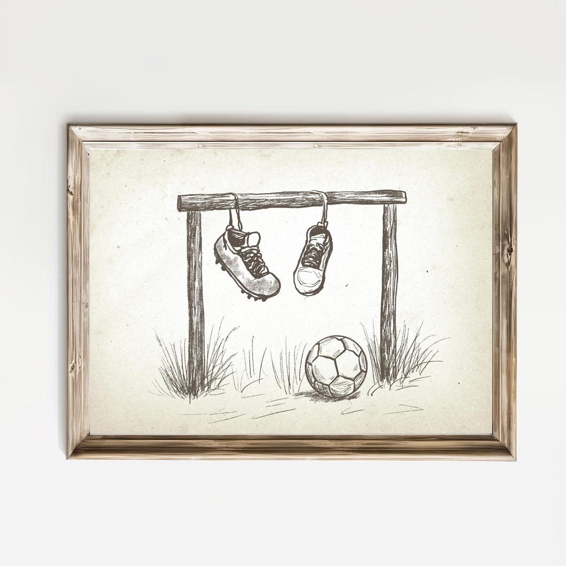Vintage Soccer Nursery Print Football Kids Room Sketch Sports Gallery Wall Gender Neutral Football Boots Prints Boys Room