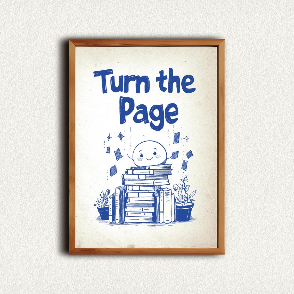 Turn the Page Smiling Book Stack Reading Motivational Quote Poster - Image 4