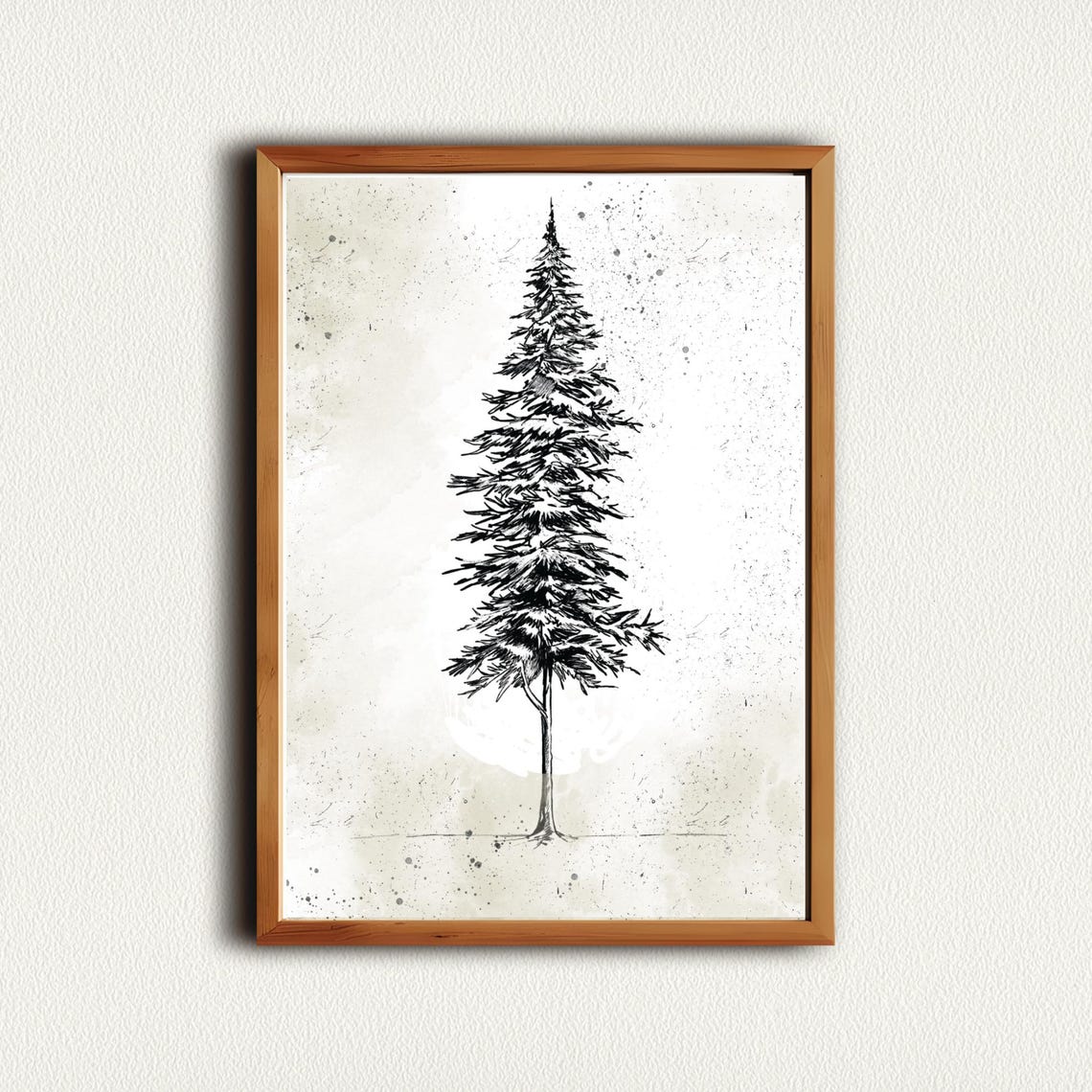 Tall Lone Pine Tree in Black Ink Minimalist Sketch Art Poster - Image 4