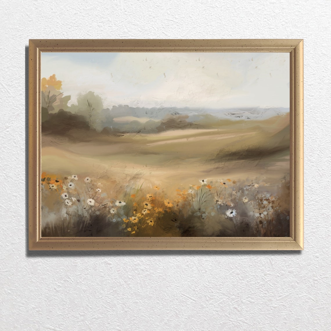 Wildflower Meadow Field Rustic Country Landscape Oil Painting Poster - Image 2