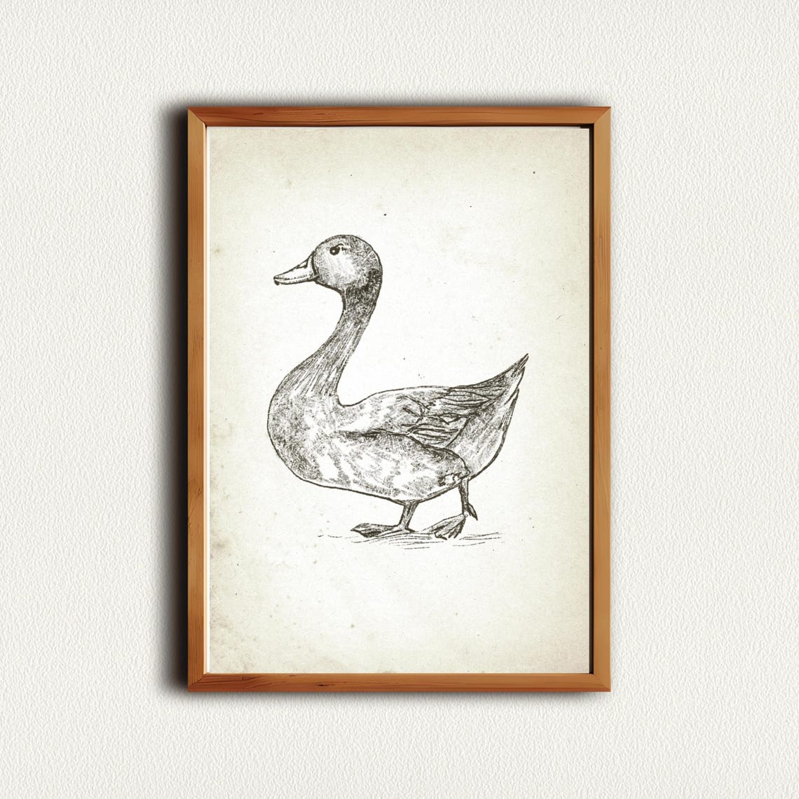 Vintage Walking Duck Sepia Sketch Rustic Farmhouse Nursery Poster - Image 4