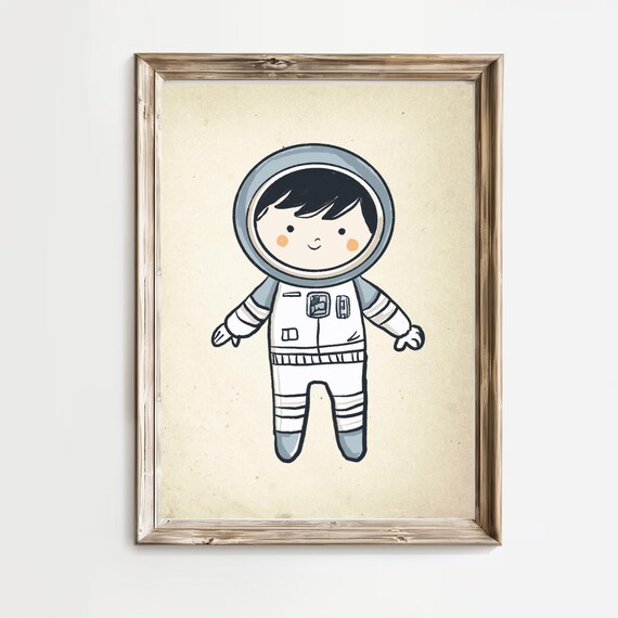 Nursery Astronaut Vintage Outer Space Wall Art