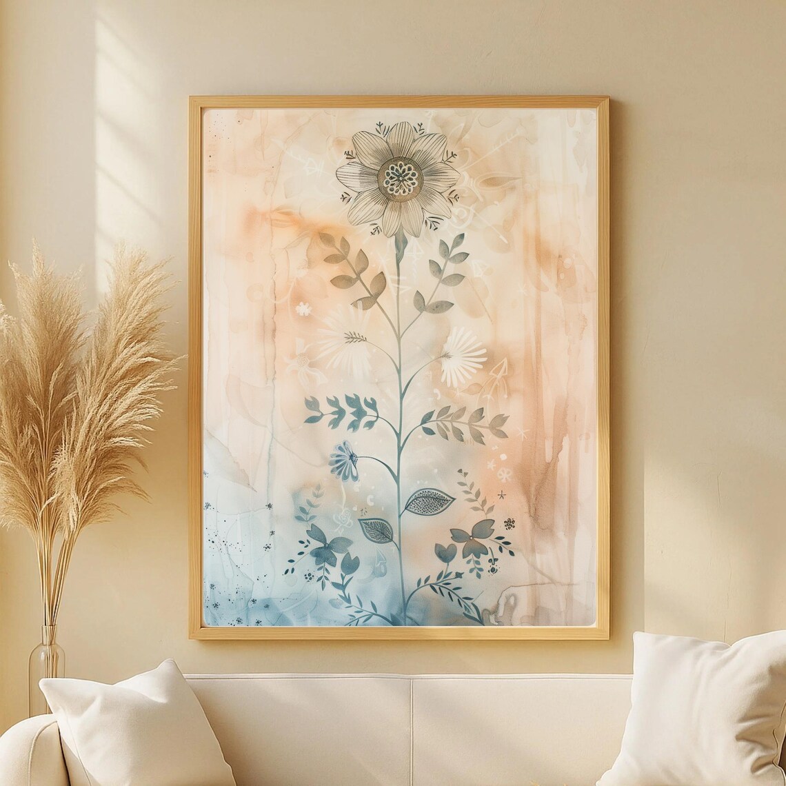 Oriental Floral Watercolor Art Print