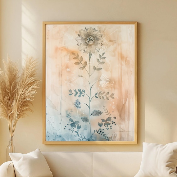 Oriental Floral Watercolor Art Print