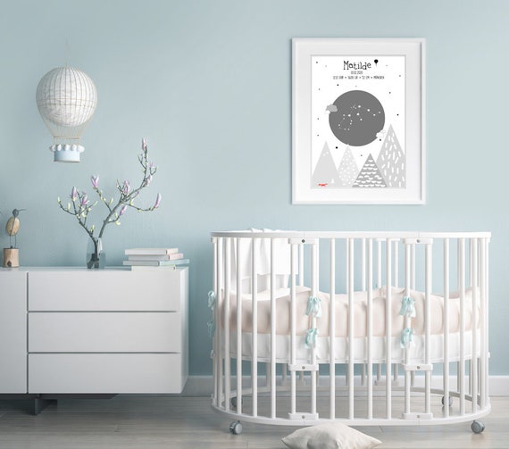 Children Poster Baby Poster Baptismal Gift Gift For Birth Constellation Star Sign Postermountains