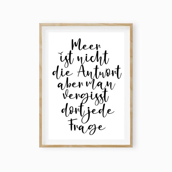 Meer Ist Nicht Die Antwort German Sea Quote Script Typography Poster