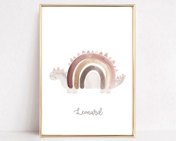 Nursery Poster Boho Animals Pastel Animals Watercolor Rainbow Nursery Dino Nursery Nursery Picture