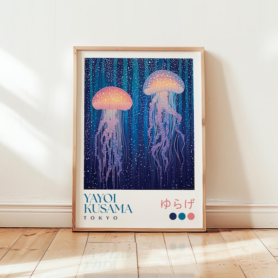 Yayoi Kusama Glowing Jellyfish Tokyo Exhibition Dot Art Poster