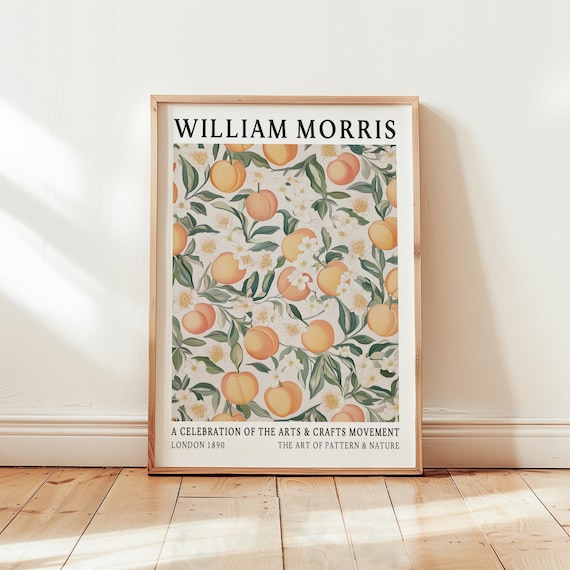 William Morris Peach Orchard Vintage Botanical Exhibition Poster