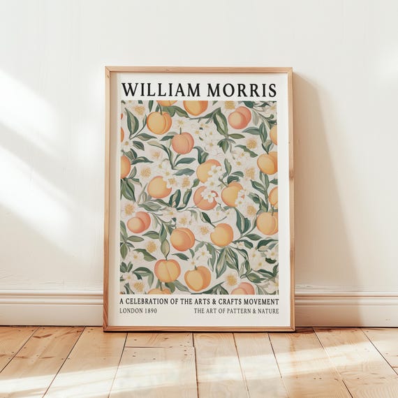 William Morris Peach Print Vintage Botanical Kitchen Art