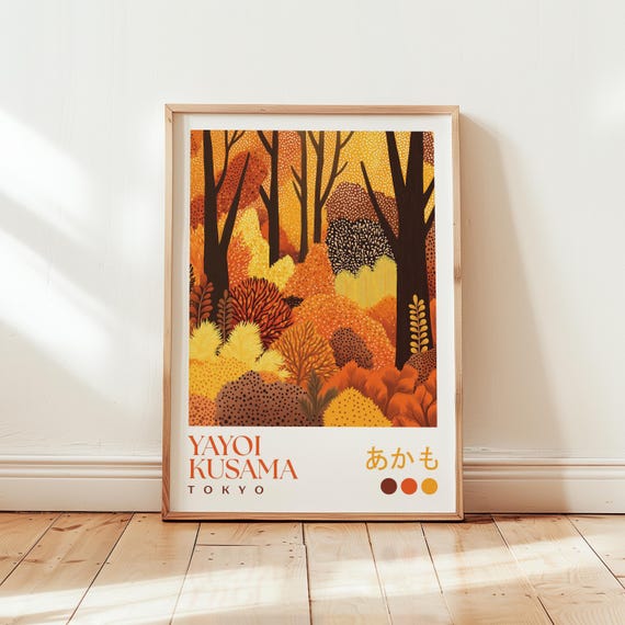 Yayoi Kusama Autumn Trees Art Print, Japanese Art