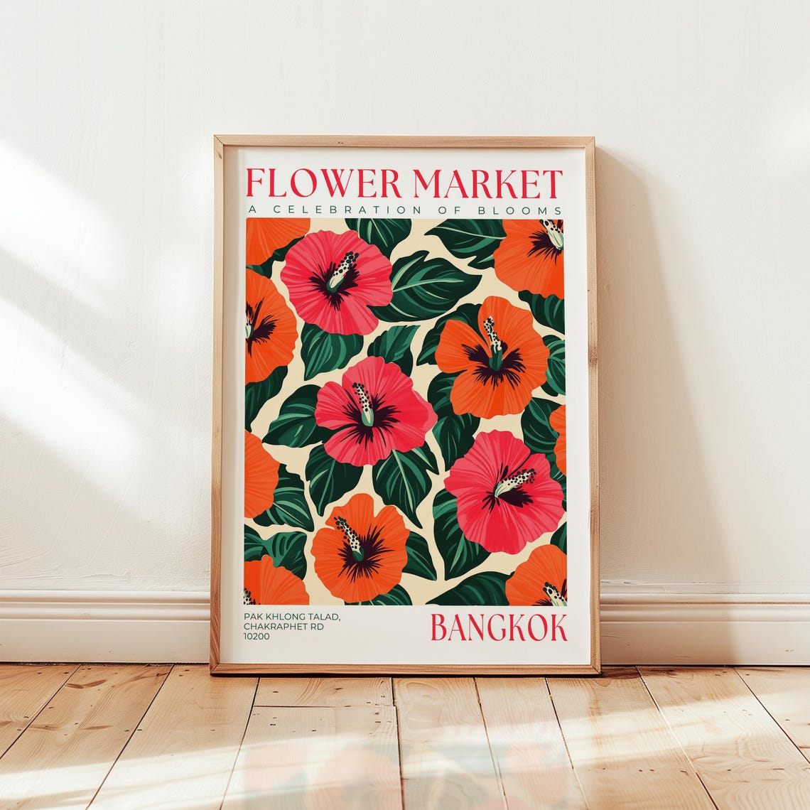 Hibiscus Flower Market Art Print Bangkok Tropical Floral Poster