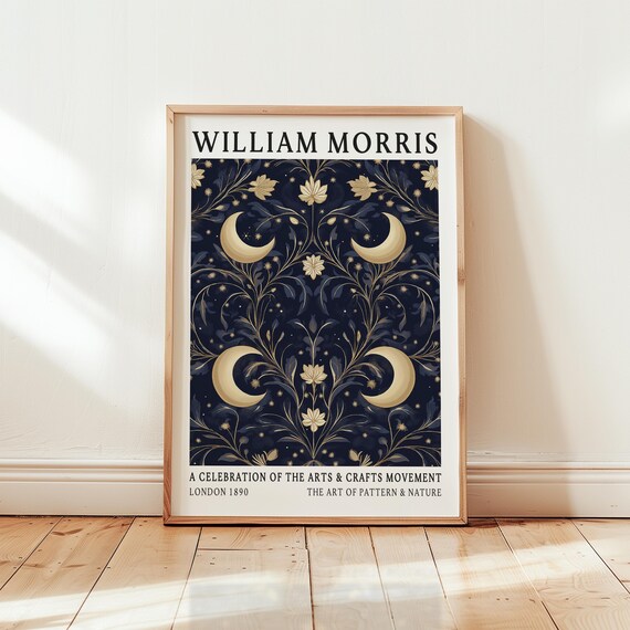 William Morris Crescent Moon Print Vintage Celestial Art Poster