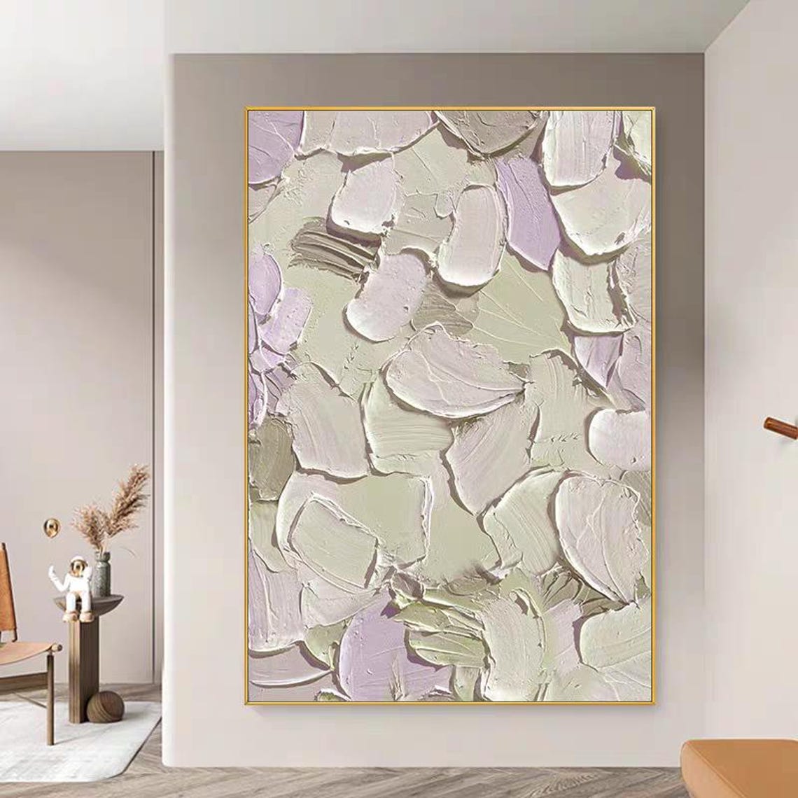 Light Green Lilac Petal Strokes Colorful Abstract Texture Art Poster - Image 3