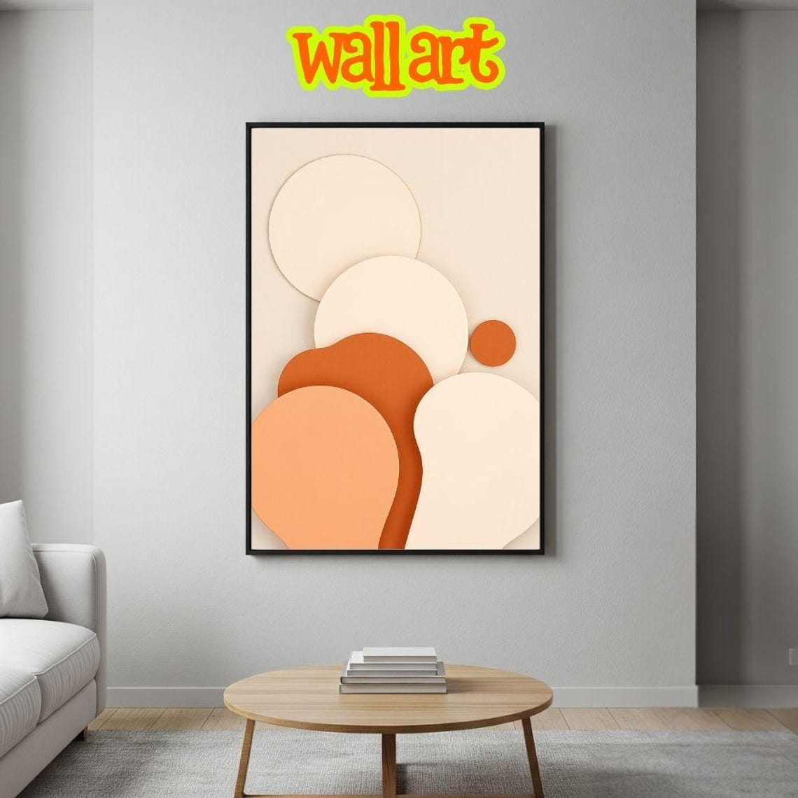 3d Geometric Shapes Print Abstract Terracotta Art Modern Home Decor