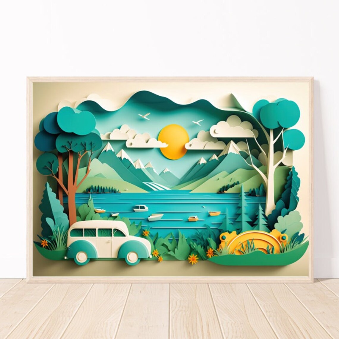 Lake Life Abstract Wall Artlandscape Ai Artnature Printadventure Art For Kids Roomai Nature Downloadsunset Art24x16