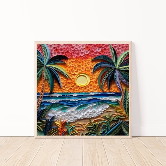 Tropical Sunset Wall Art Beach Landscape Wall Art Tropical Art Print Beach At Sunset Wall Art