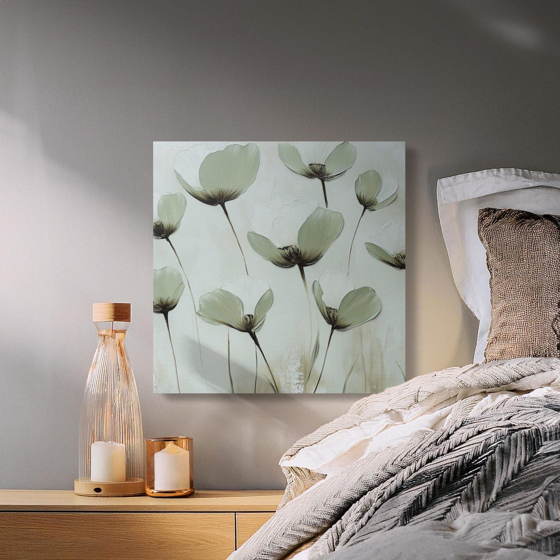 Minimalist White Poppy Painting on a Soft Neutral Backdrop Poster - Image 4