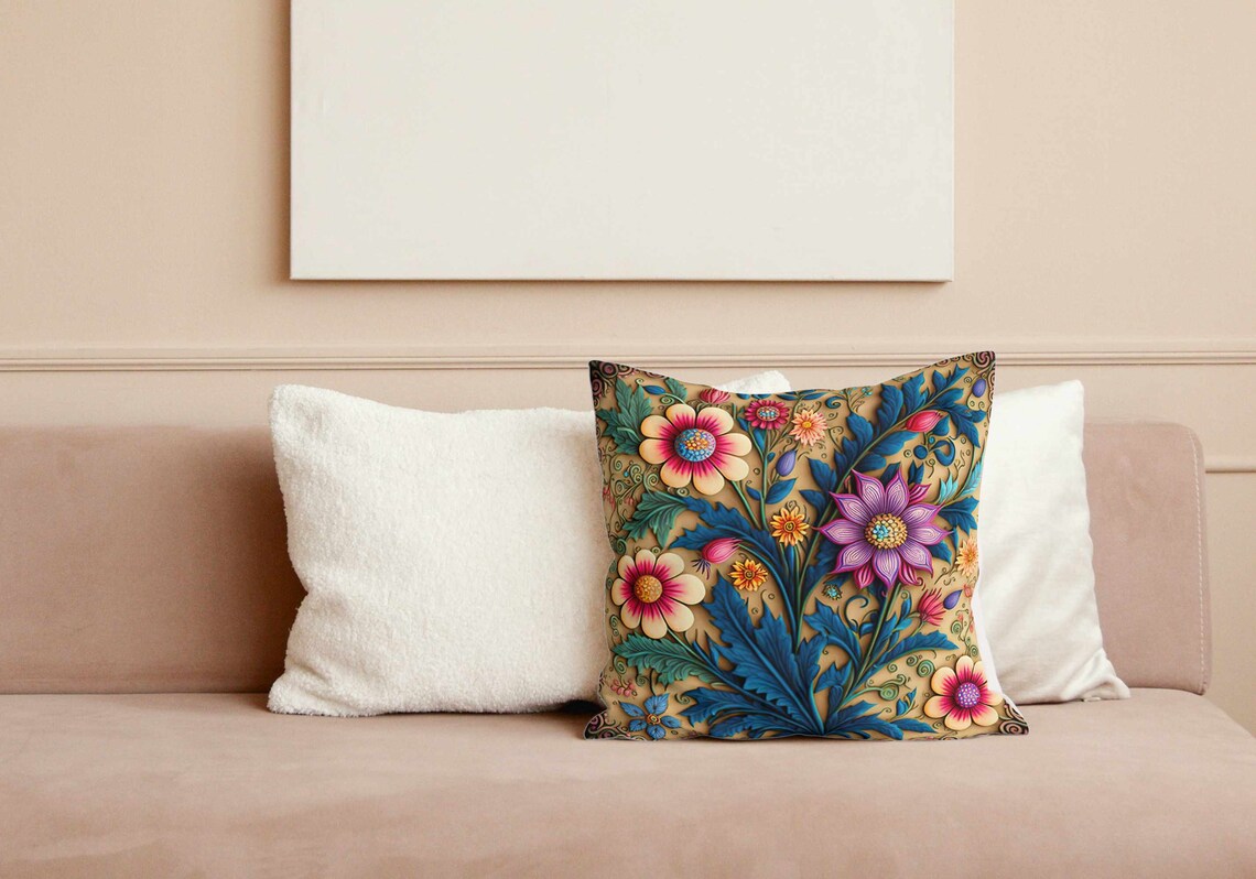 Colorful Floral Wall Art, 3D Effect Flower Poster - Image 4