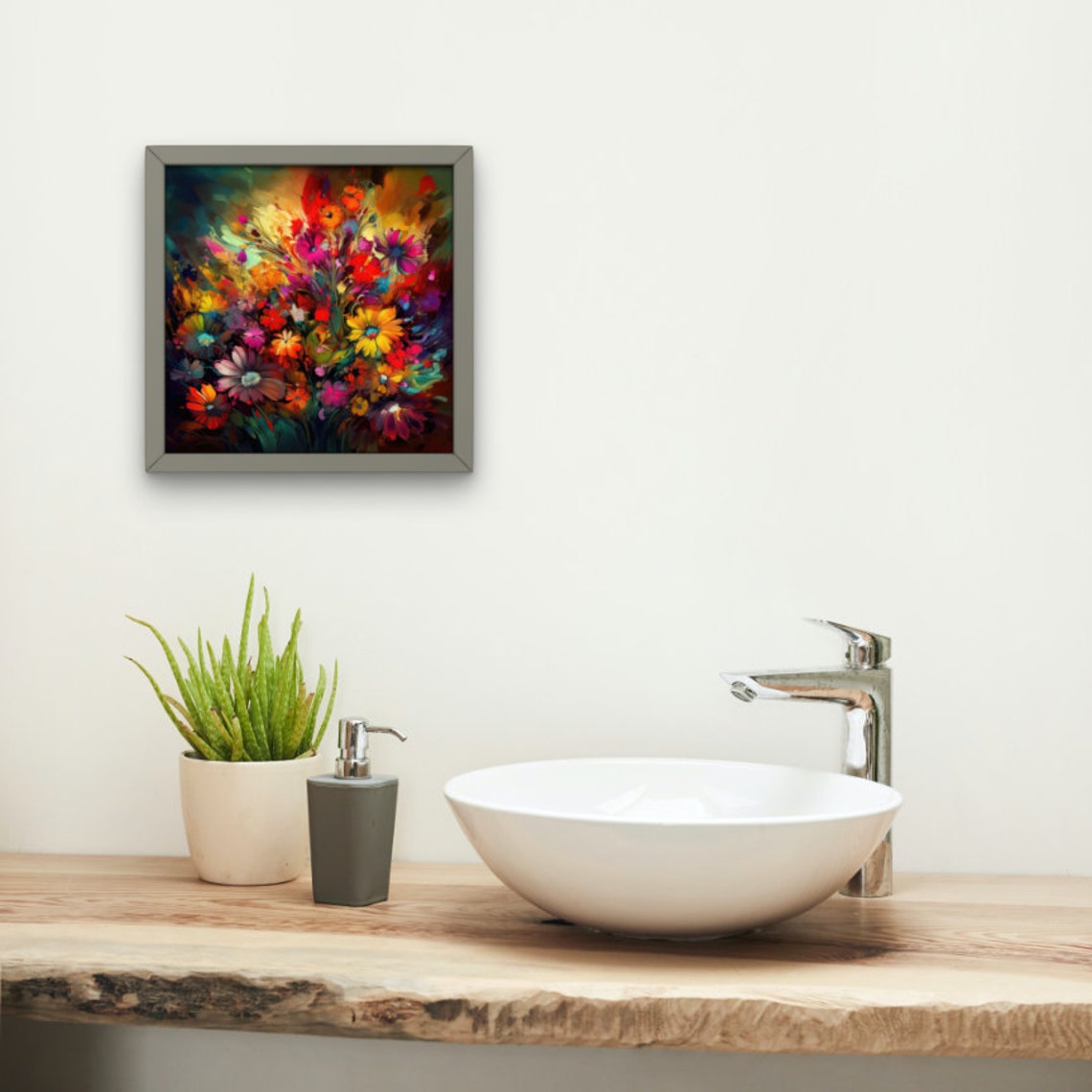Colorful Abstract Wildflower Bouquet Bold Painterly Floral Art Poster - Image 4