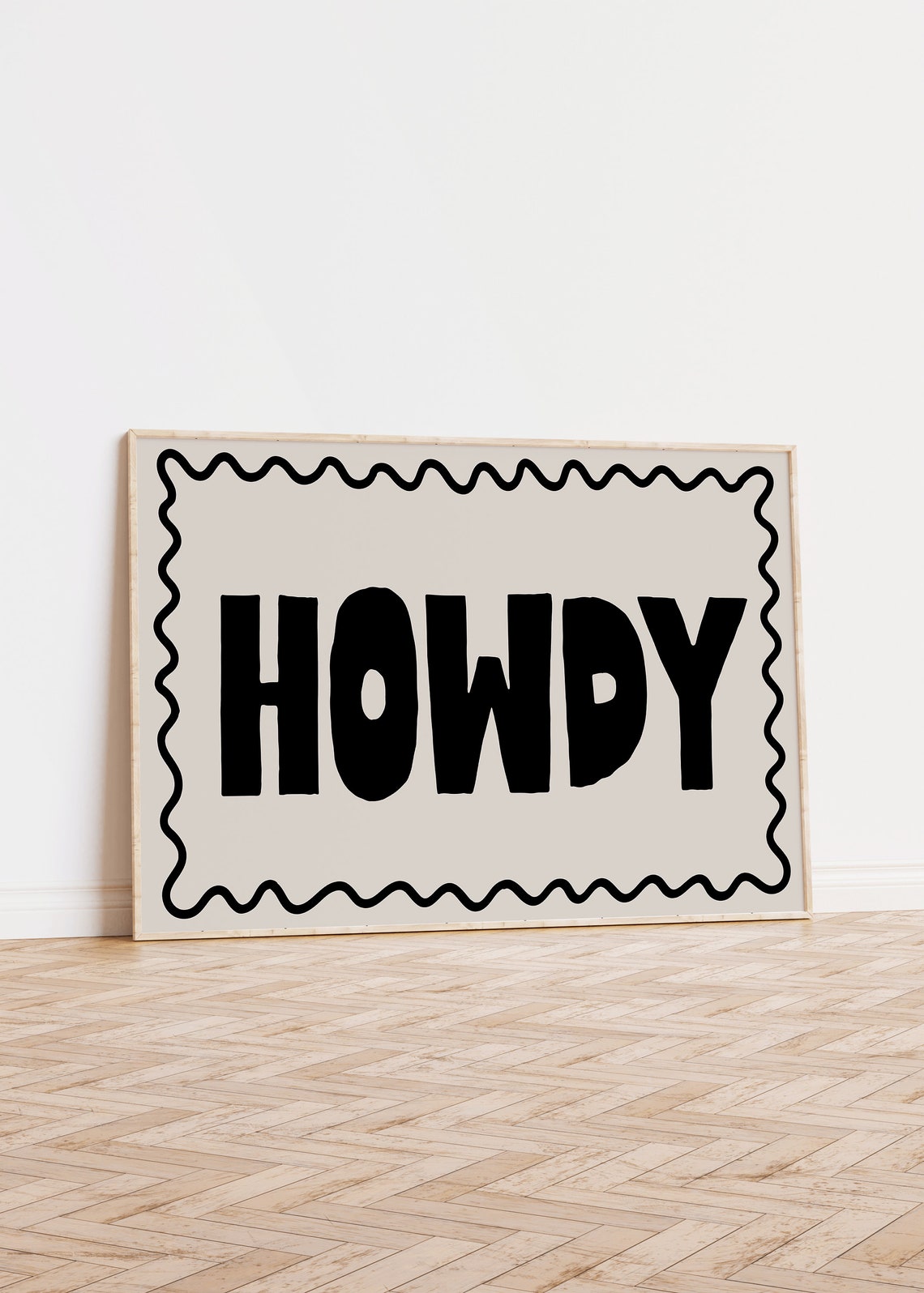 Howdy Bold Retro Western Cowboy Greeting Typography Art Poster - Image 2