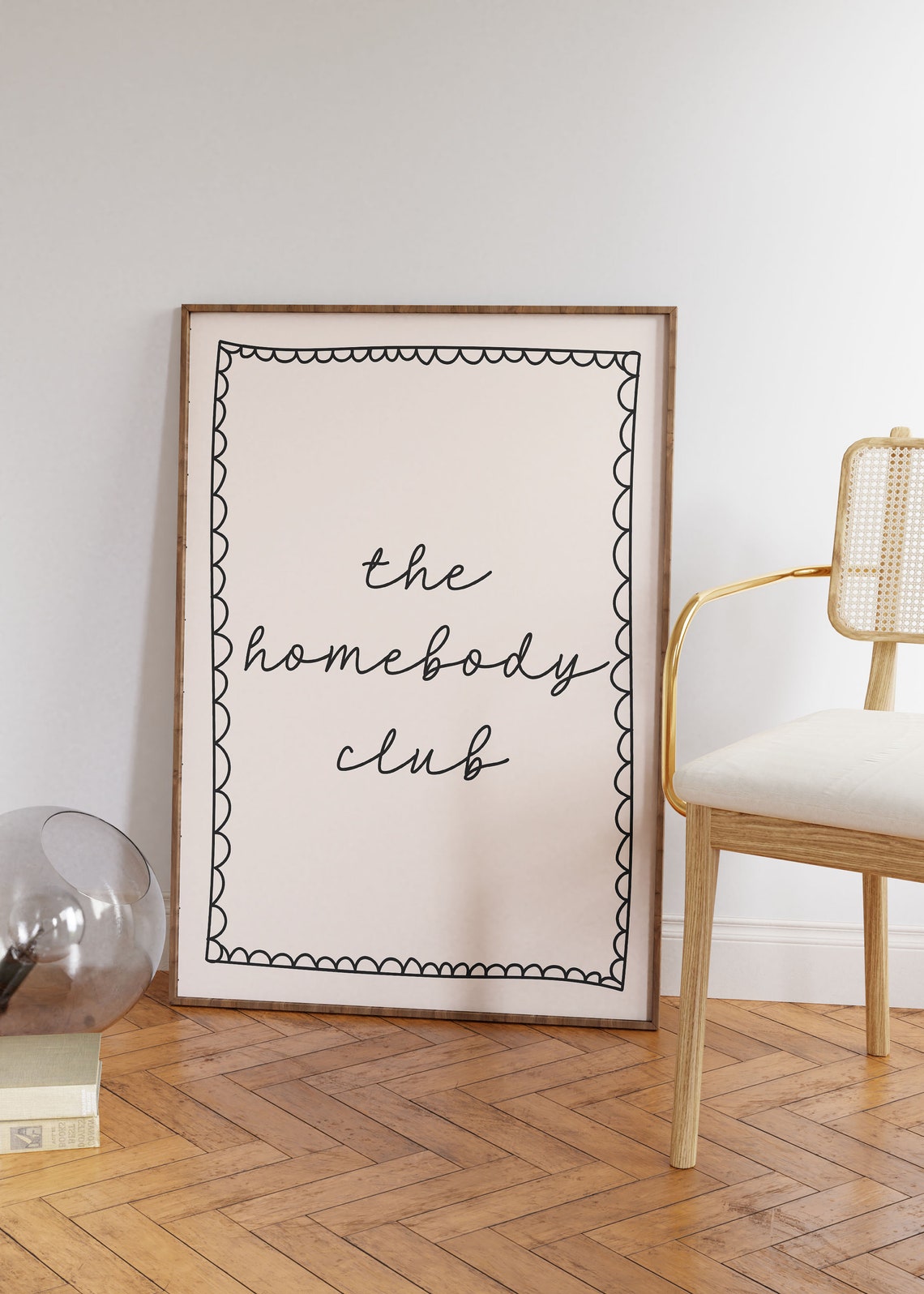 The Homebody Club Handwritten Script Cream Typography Poster - Image 2