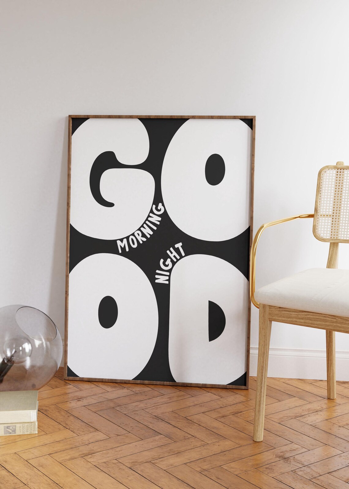 Good Morningnight Minimalist Black And White Art Print