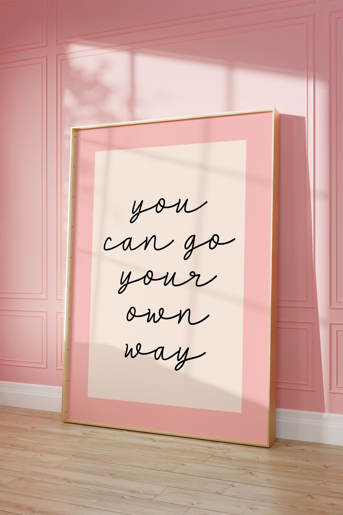 You Can Go Your Own Way Elegant Black Script Pink Art Poster - Image 2
