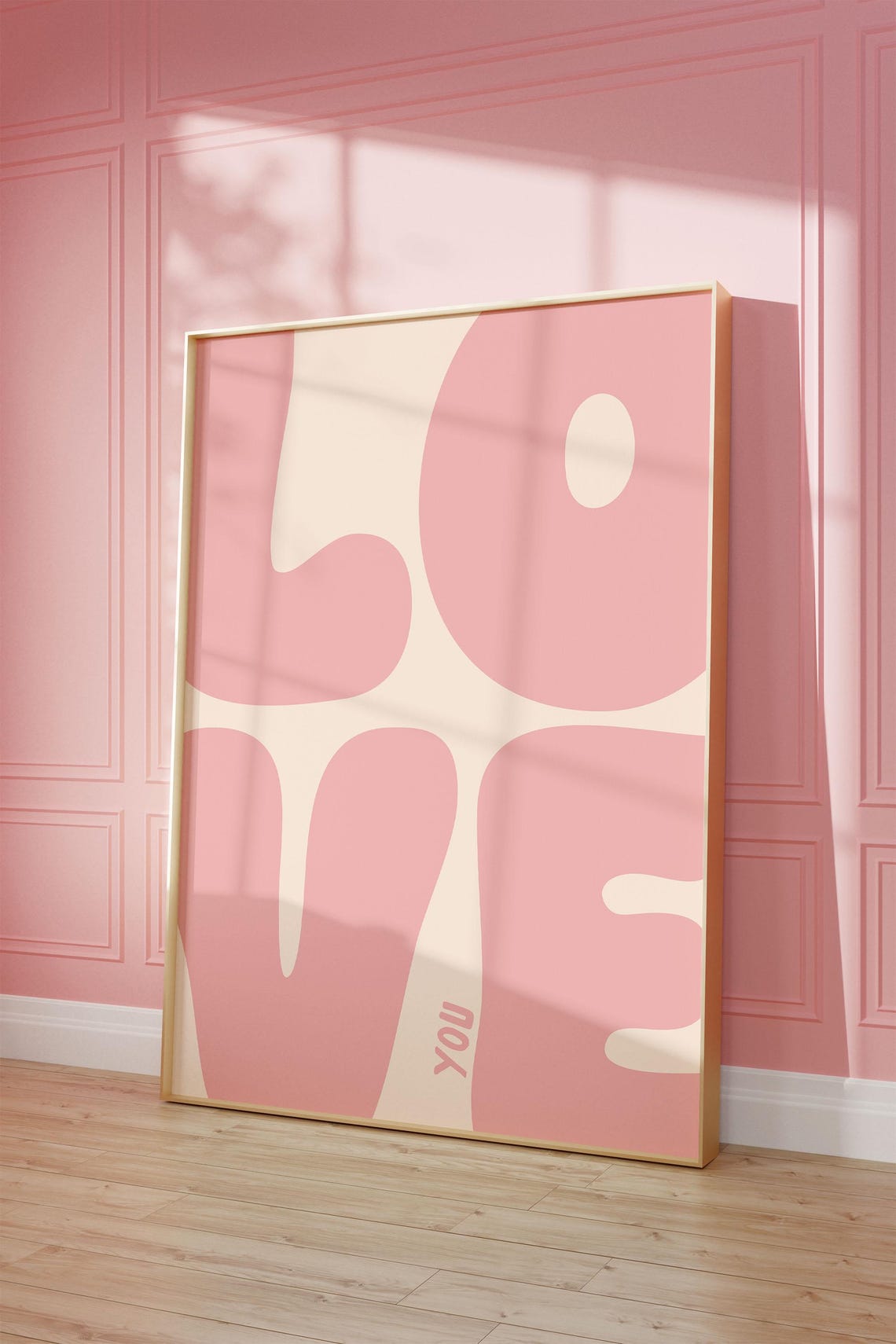 Love You Retro Bubble Letter Pink Typography Apartment Decor Poster