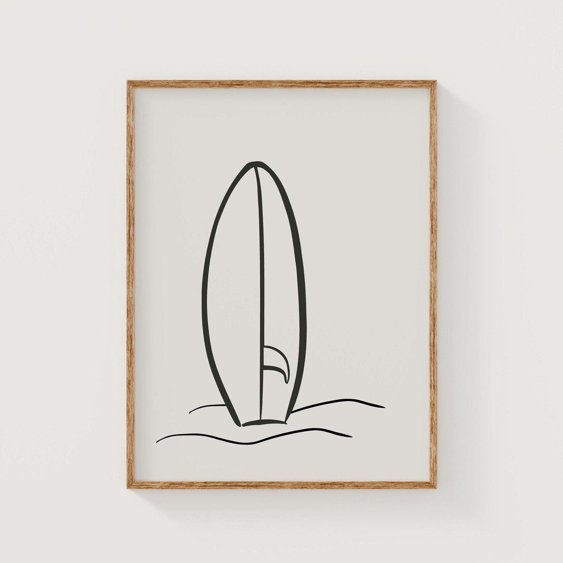 Minimalist Surfboard Line Art Beach Surf Coastal Style Art Poster