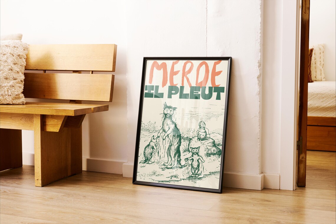Fun Cat Poster, Cute Vintage Kitten Illustration - Image 2