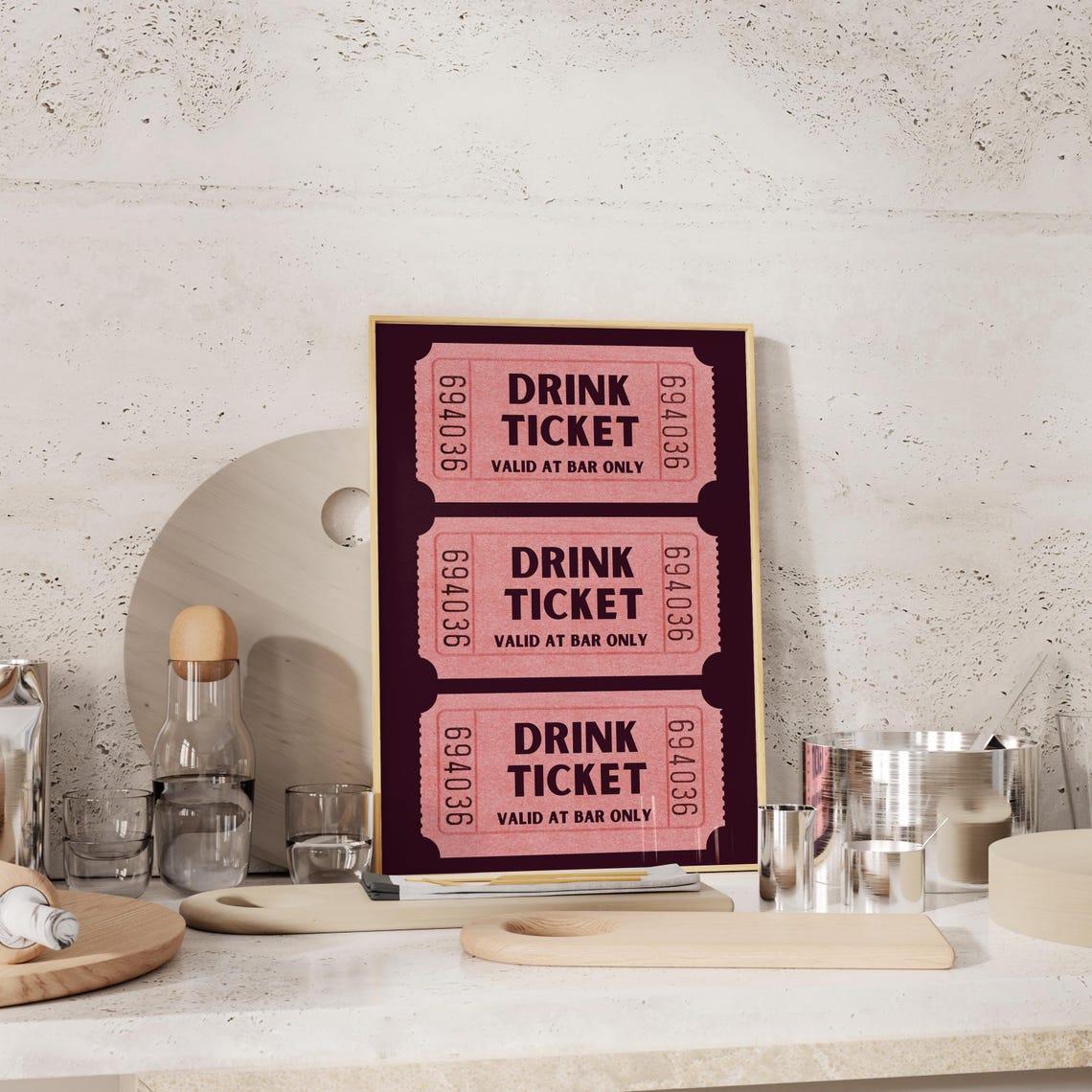 Drink Ticket Admit One, Happy Hour Bar Sign - Image 2
