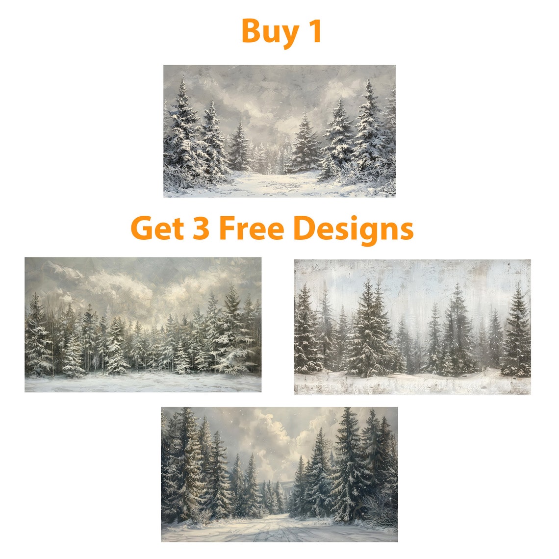 Snow Covered Pine Forest In Soft Neutral Tones Winter Scene Poster - Image 5