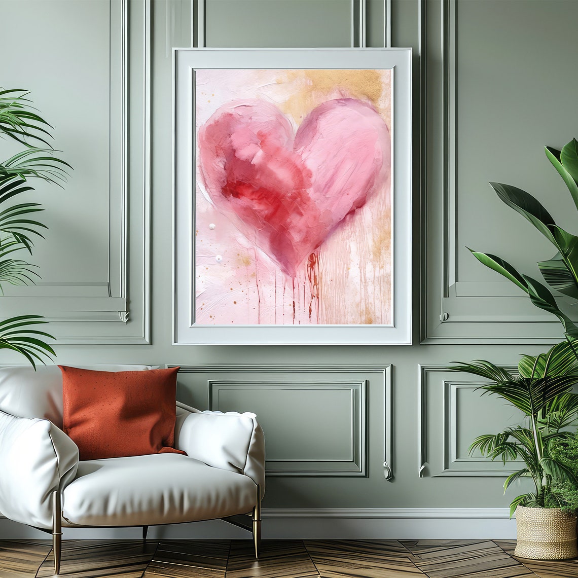 Blush Pink Watercolor Heart Abstract Romantic Love Art Poster - Image 4