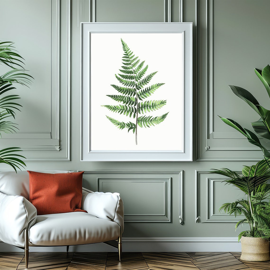 Simple Minimalist Green Fern Frond Single Stem Botanical Poster - Image 4