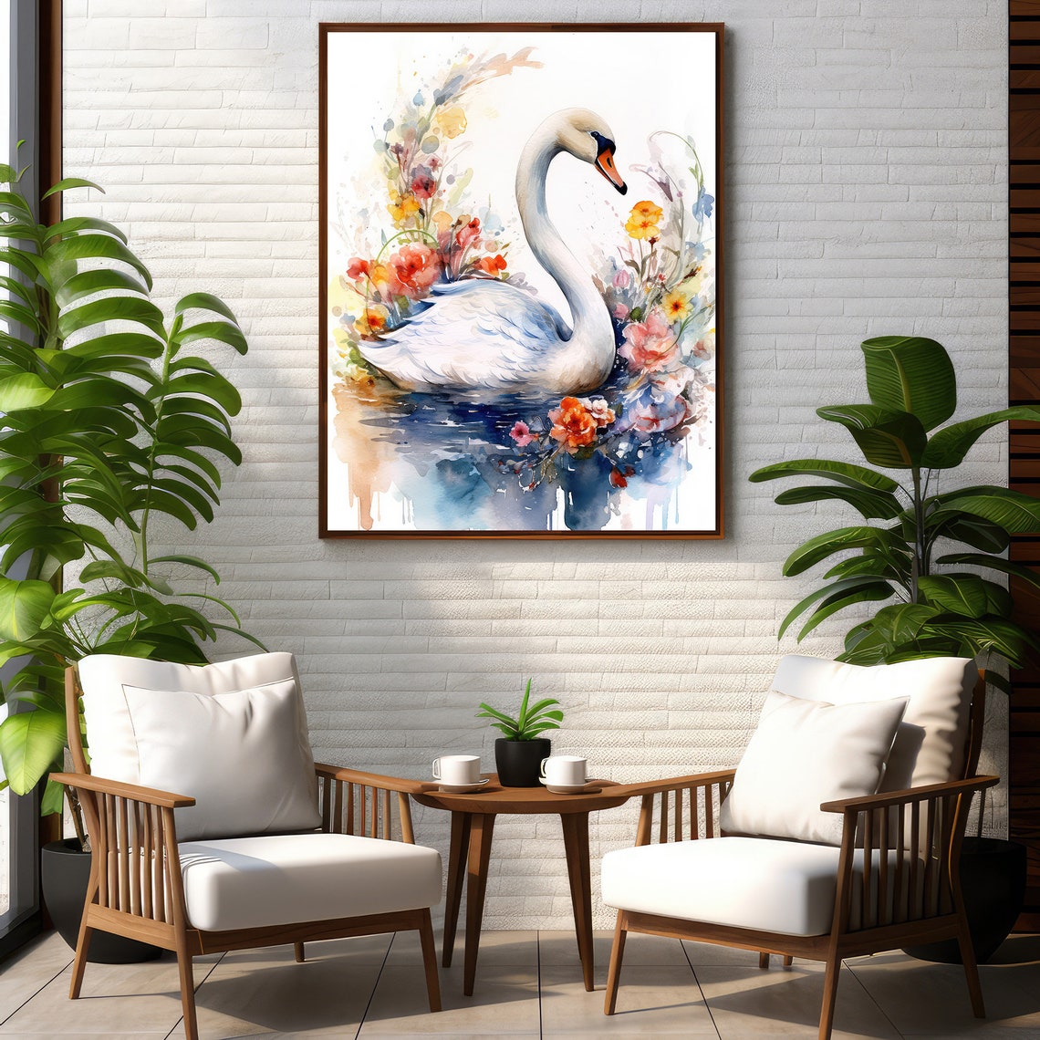 Swan With A Pink Flower Print Soft Girl Aesthetic Painting Dreamy Balletcore Wall Art Pastel Coquette Aesthetic Teen Girl Bedroom Bow - Image 2