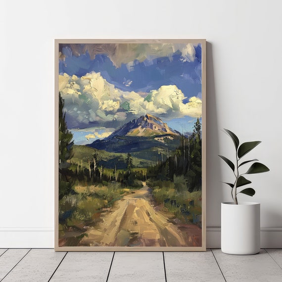 Country Road Landscape Painting Farmhouse Prints Art Print