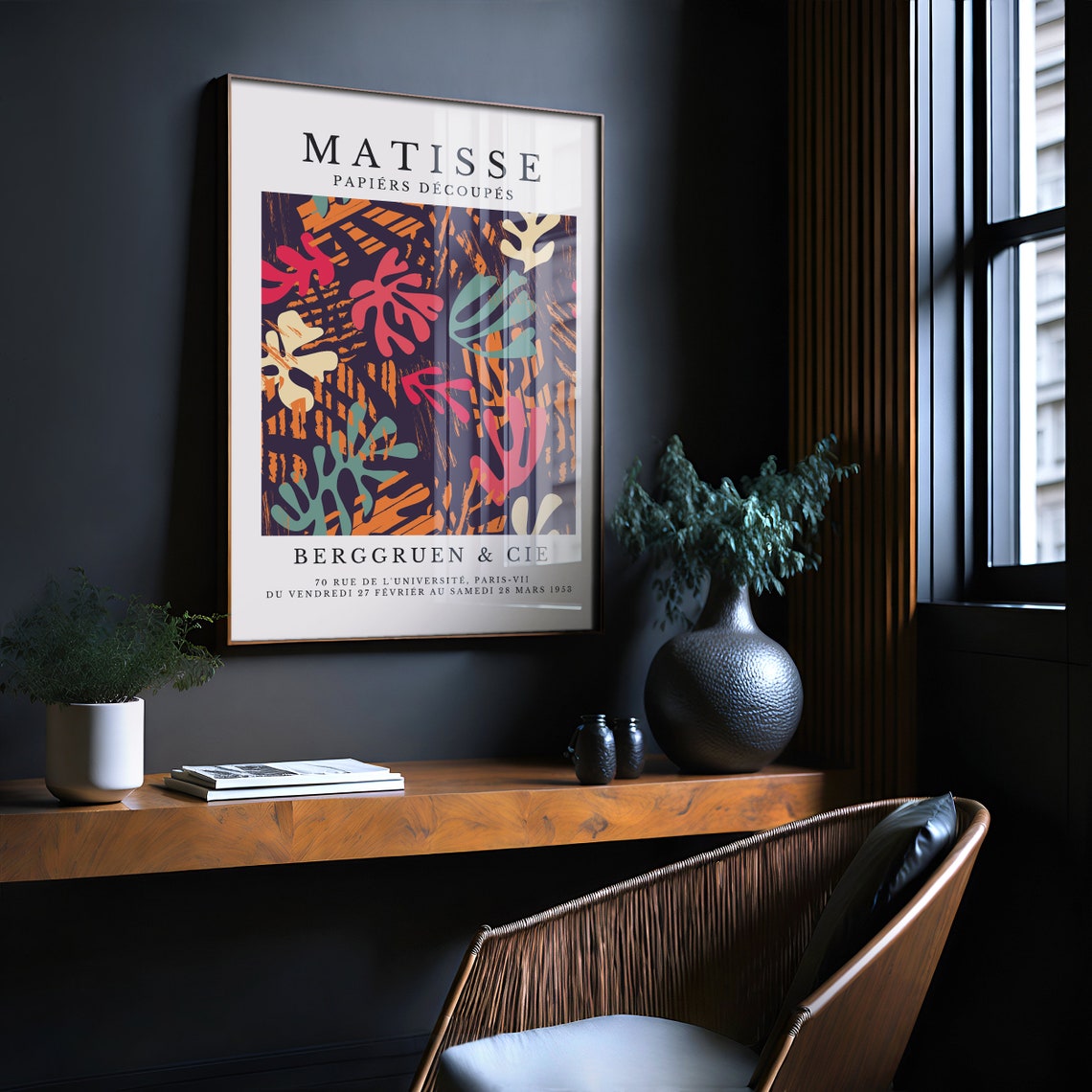 Matisse Papiers Decoupes Dark Botanical Coral Leaves Art Poster - Image 2