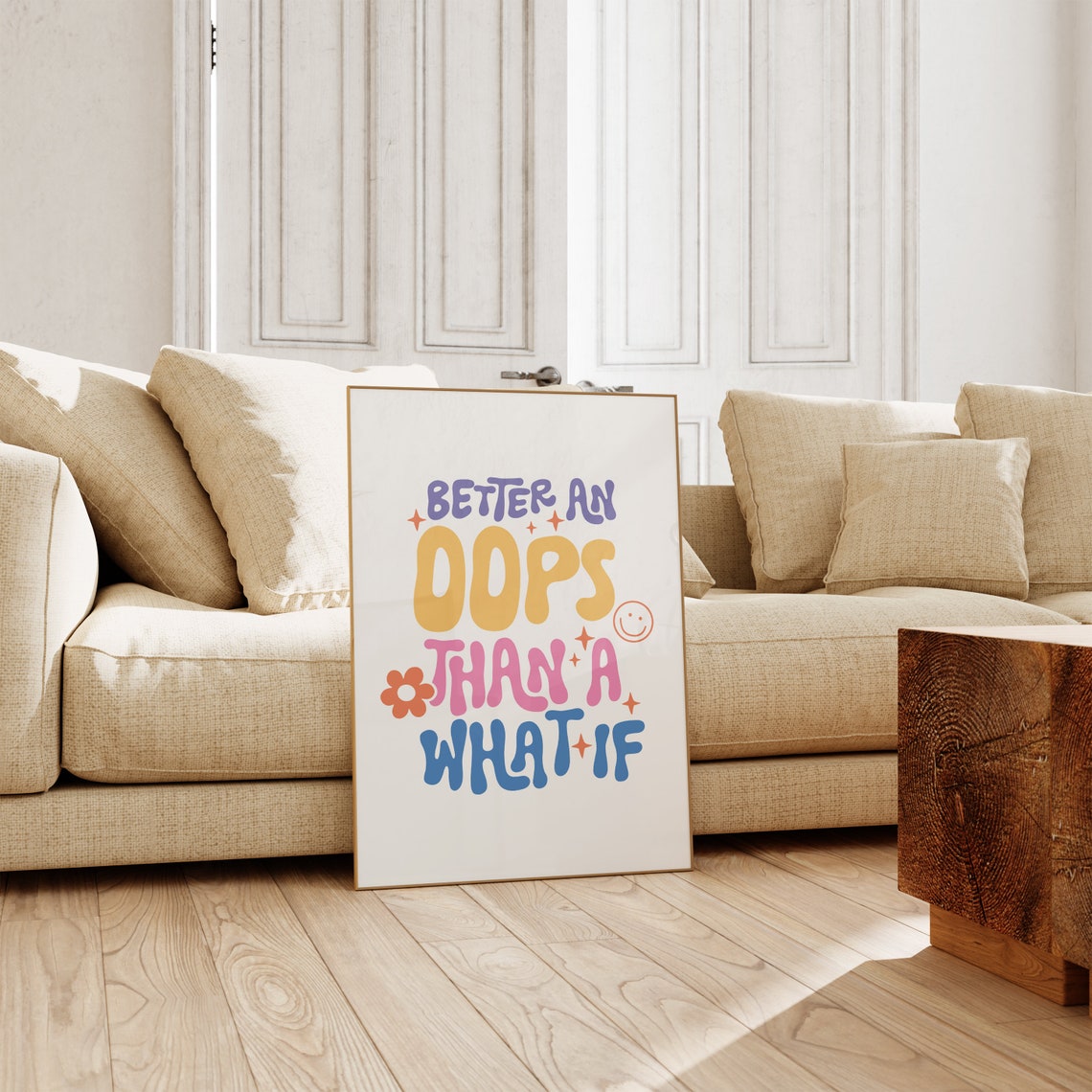 Better an Oops Than a What If Colorful Retro Quote Art Poster - Image 2