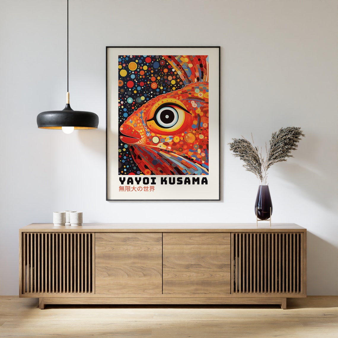 Yayoi Kusama Red Mosaic Fish Infinite World Exhibition Poster - Image 3