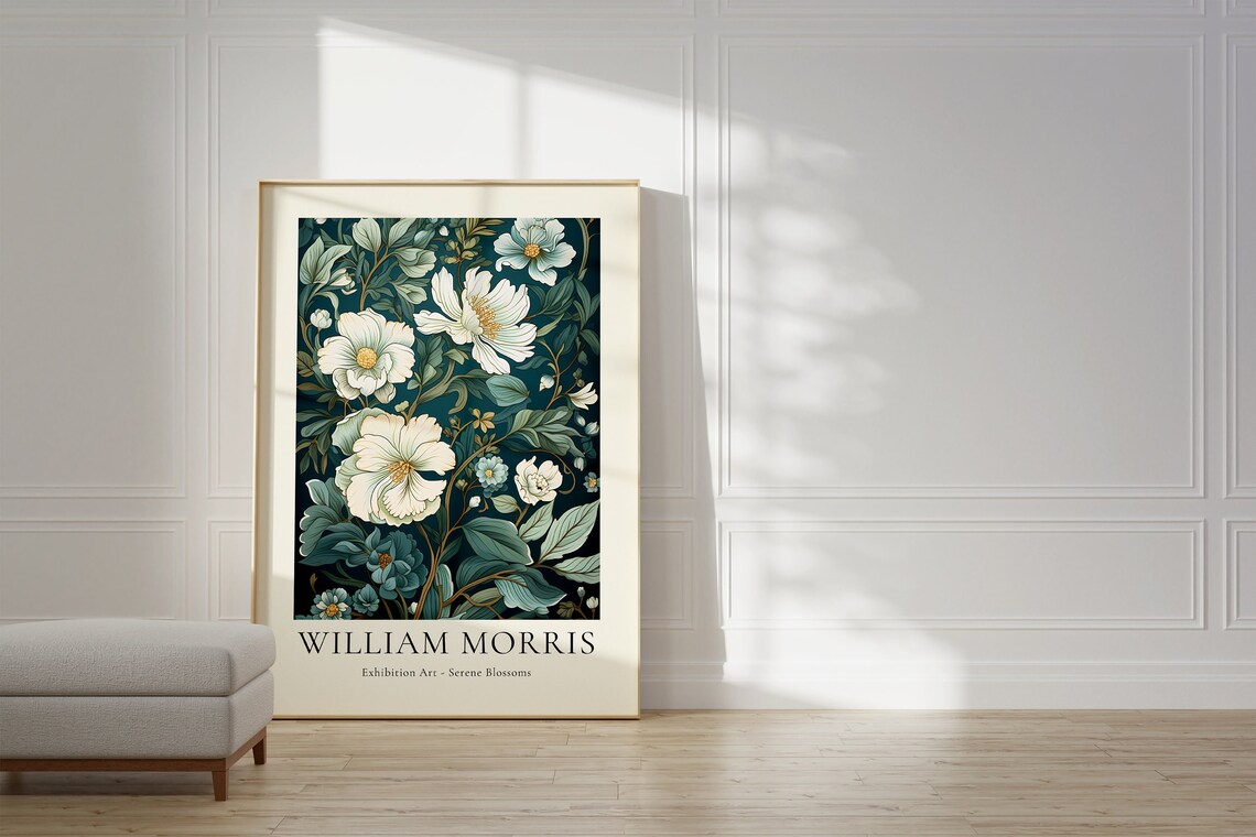 William Morris Flower Market Poster, Mid-Century Modern