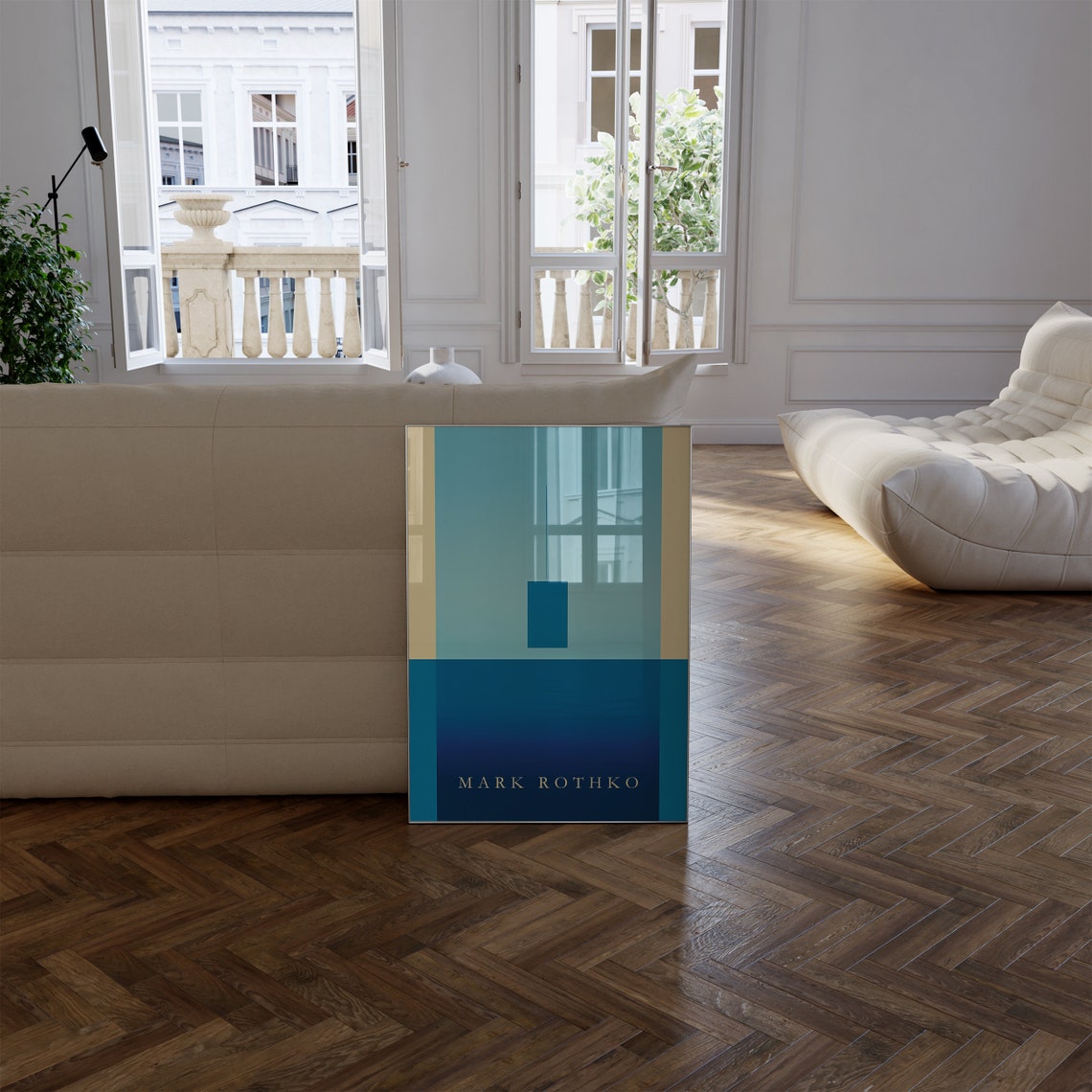 Mark Rothko Teal Blue Color Field Calm Abstract Painting Poster - Image 2