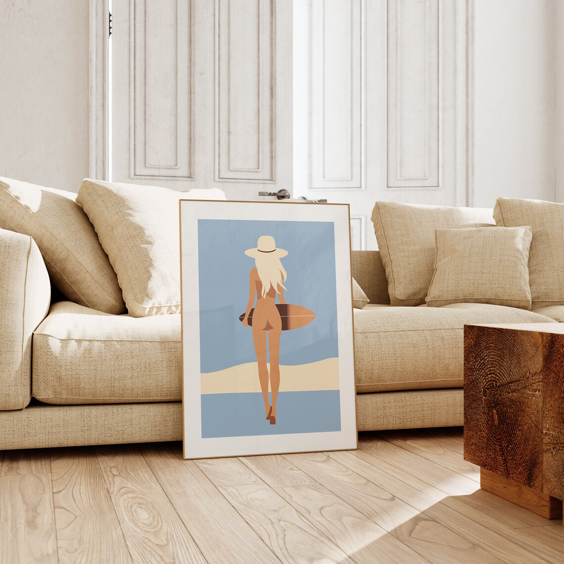 Coastal Cowgirl Surfer Girl Minimalist Beach Illustration Poster - Image 5