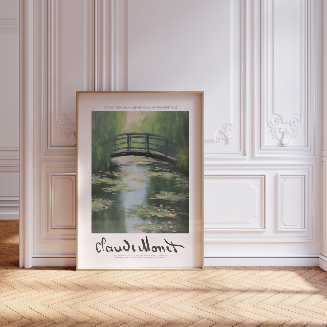 Claude Monet Water Lilies Bridge Giverny Style Impressionist Poster - Image 3