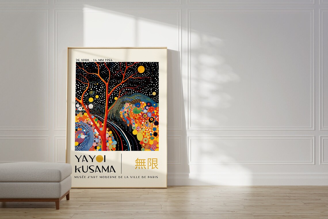 Yayoi Kusama Inspired Japanese Art Print, Gallery Wall