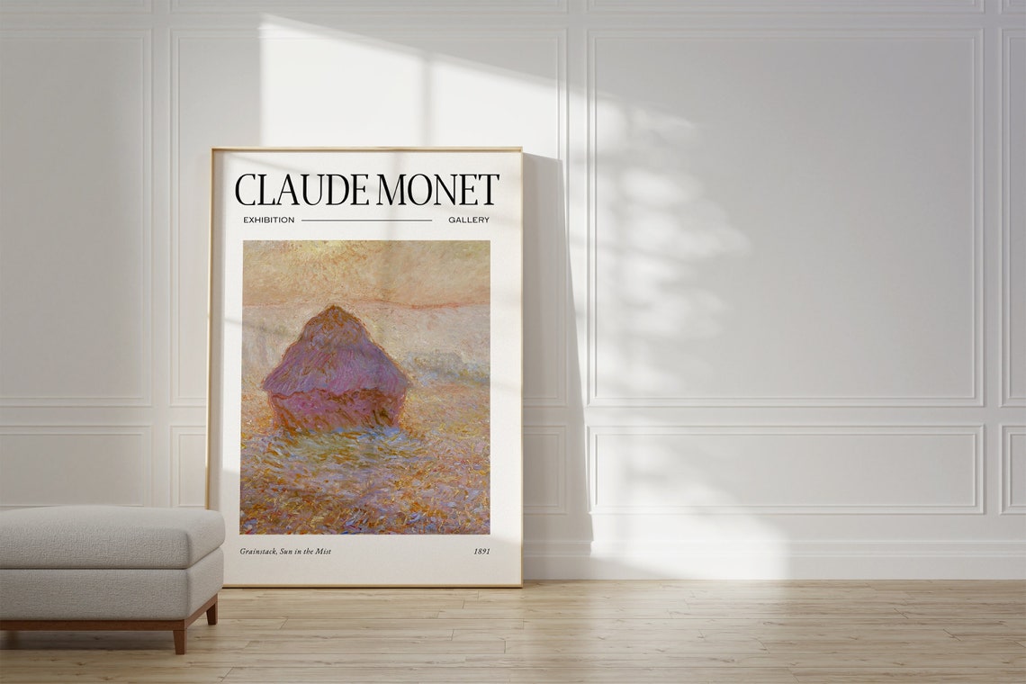 Claude Monet Grainstack Sun in the Mist 1891 Impressionist Poster