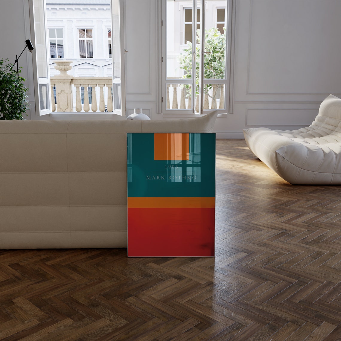 Mark Rothko 1903 Teal Orange Red Geometric Color Block Art Poster - Image 3