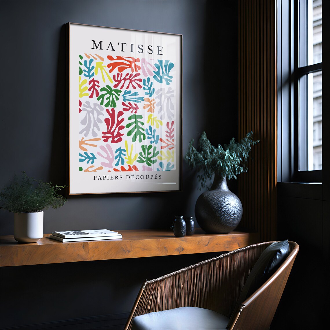 Matisse Papiers Decoupes Red Orange Teal Tropical Leaf Art Poster - Image 2