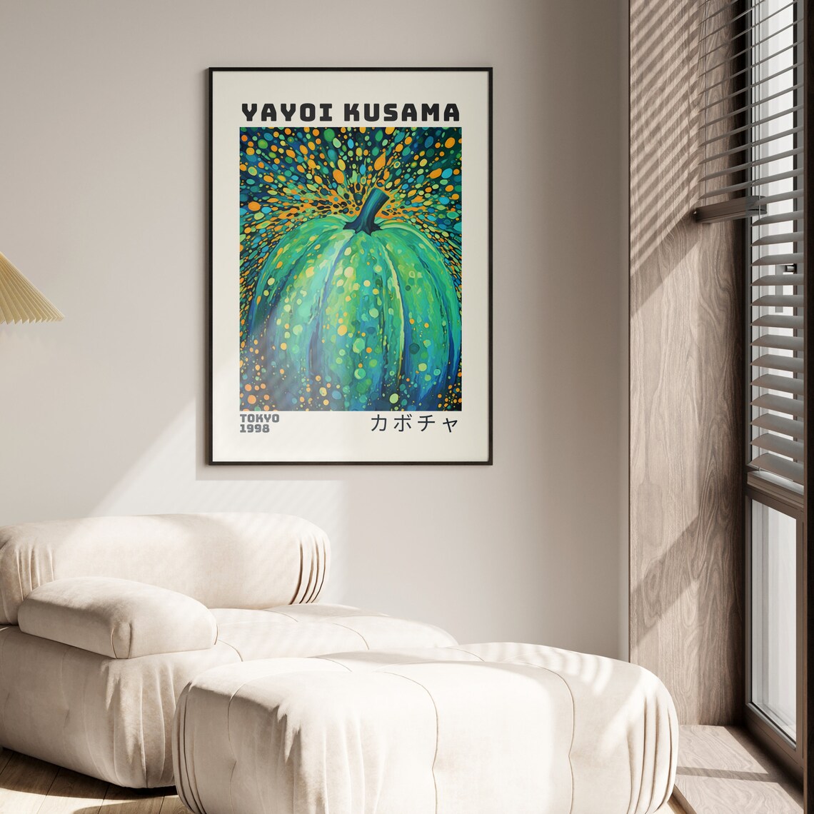 Yayoi Kusama Tokyo 1998 Green Dotted Pumpkin Exhibition Art Poster