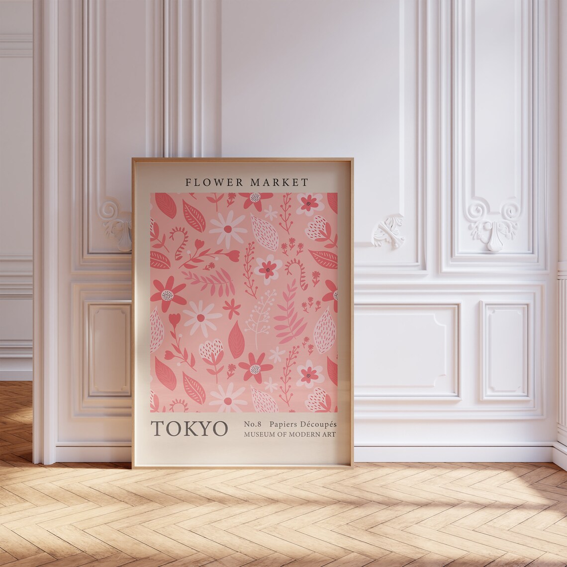 Flower Market Tokyo Blush Pink Floral Pattern Museum Art Poster - Image 5